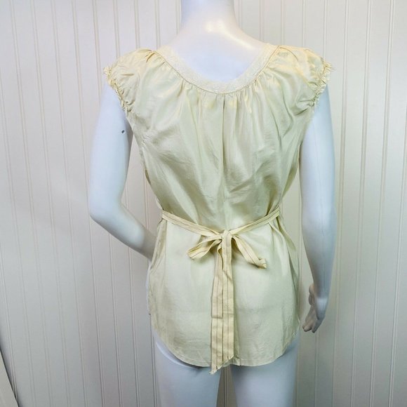 Wyeth by Todd Magill Top Cream Silk Deep V Neck - Picture 3 of 4